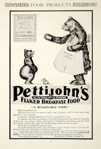 1900 Ad Pettijohn's Flaked Breakfast Food Wheat Cereal Mother Bear Cub Icon YSN2