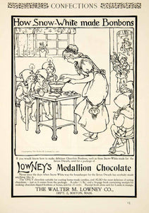 1902 Ad Lowney's Medallion Chocolate Snow White Seven Dwarfs Candy Bonbon YSN2