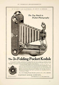 1909 Ad Eastman Kodak No. 3A Folding Pocket Camera Antique Photography YSN2
