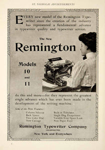 1909 Ad Vintage Remington Typewriter Model 10 11 Secretary Typing Antique YSN2