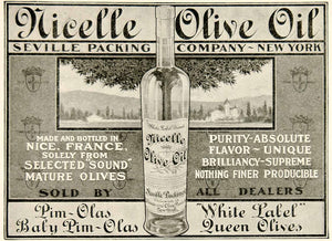 1900 Ad Vintage Nicelle Olive Oil Nice France Seville Packing Company NY YSN2