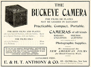 1900 Ad Vintage Buckeye Box Camera E. & H. T. Anthony Photography Antique YSN2