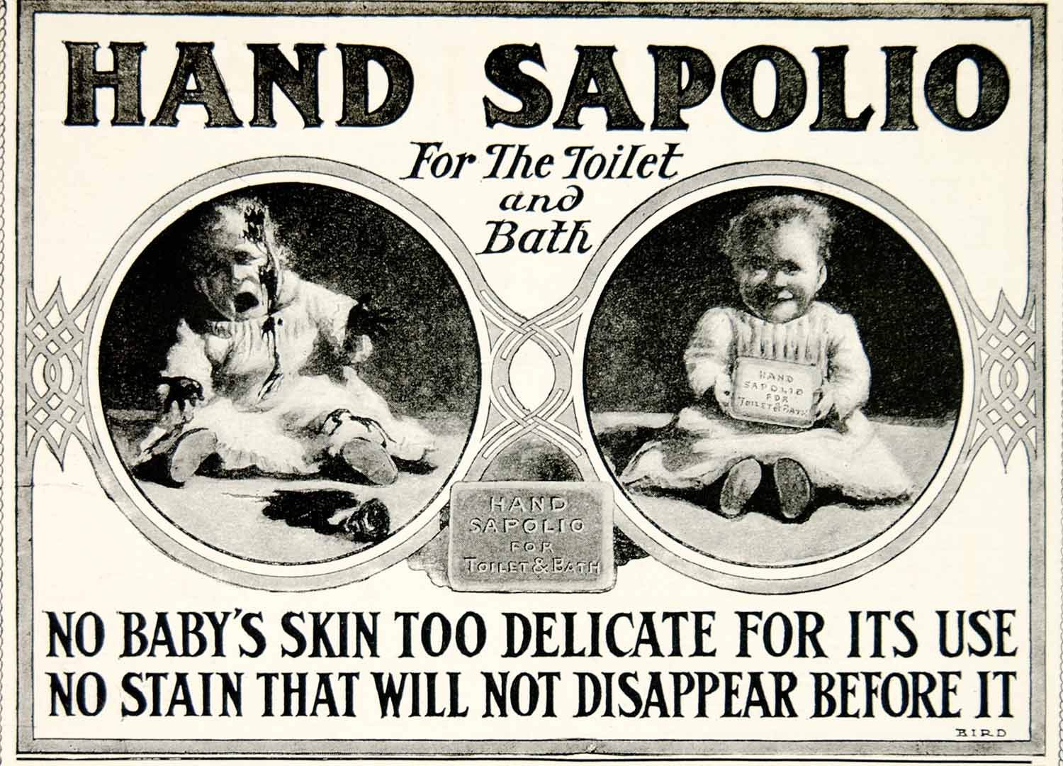 1902 Ad Vintage Hand Sapolio Soap Skin Care Happy Baby Crying Fugly Infant YSN2