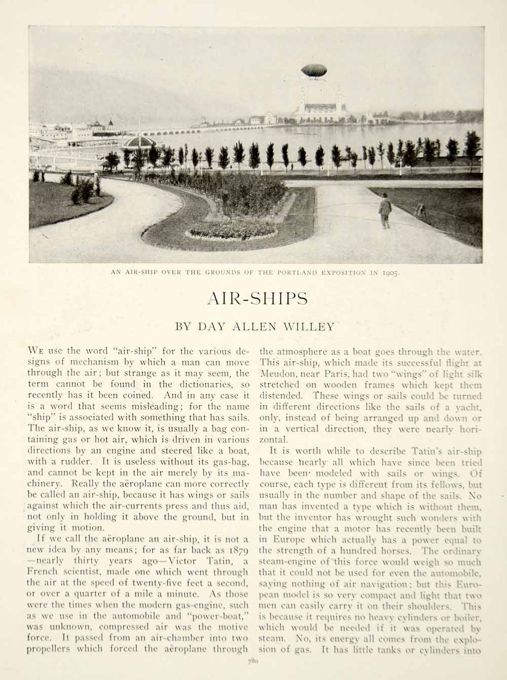 1909 Article Airships Dirigibles Count Zeppelin Day Allen Willey Historic YSN2