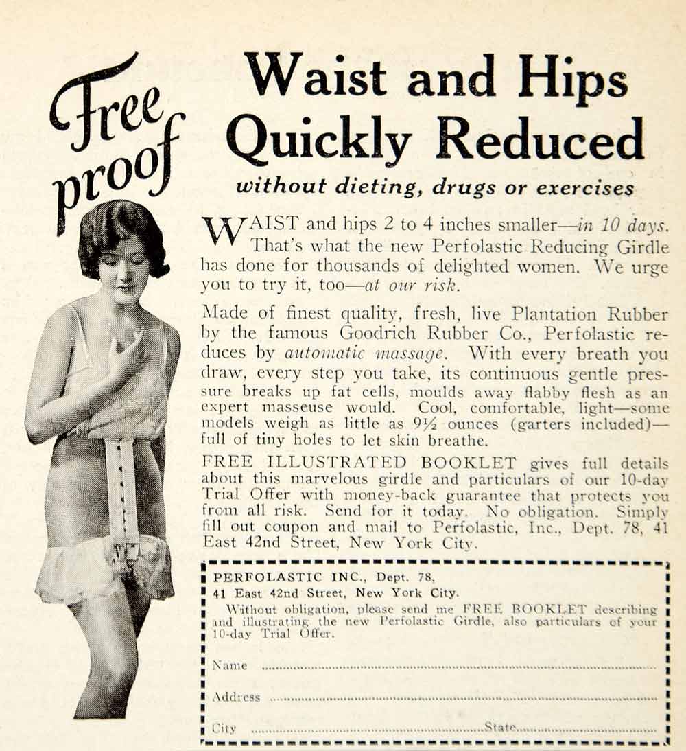 1931 Ad Vintage Quackery Perfolastic Reducing Girdle Weight Loss Massa –  Period Paper Historic Art LLC
