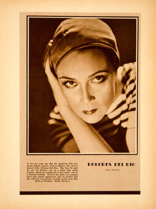 1931 Rotogravure Delores del Rio Portrait Mexican Movie Star Actress YSP2