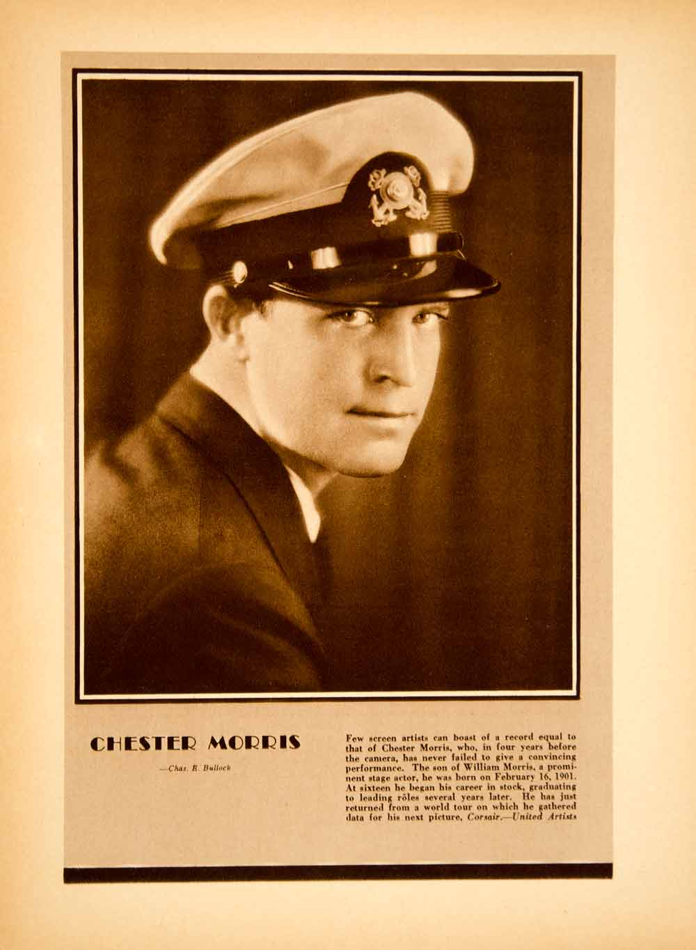 1931 Rotogravure Chester Morris Portrait Movie Television Actor Motion YSP2