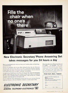 1961 Ad Electronic Secretary General Telephone Answering Machine Waukesha YSP3