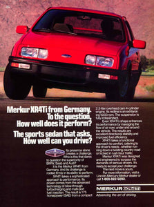 1986 Ad Merkur XR4Ti 3 Door Hatchback Compact Car German Import Collector YSP3