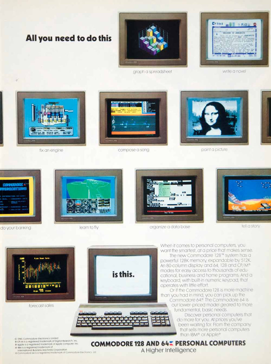 1986 Computer Ad 1986 Ad Commodore 128 Computer 64 PC Electronics Technology System Sof ...