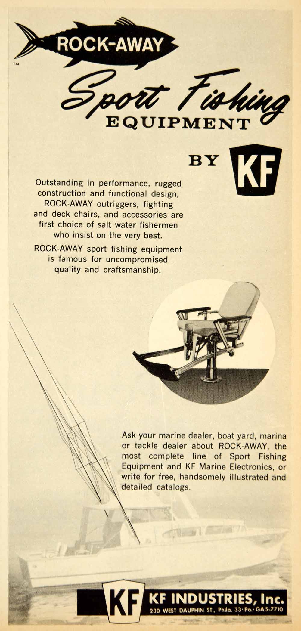 1964 Ad KF Industries Sport Fishing Equipment Rock-Away Accessories YSS1