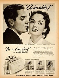 1950 Ad Lux Toilet Soap Ann Blyth Craig Stevens Katie Did It Movie Actress YSS2