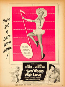 1950 Ad Movie Two Weeks with Love Jane Powell Ricardo Montalban Roy Rowland YSS2