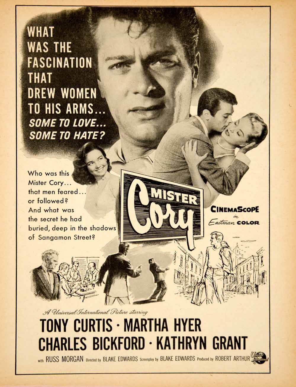 1957 Ad Movie Mister Cory Tony Curtis Martha Hyer Blake Edwards Universal YSS2