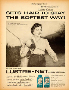 1957 Ad Vintage Lustre-Net Hair Spray Ida Lupino Movie TV Actress Star YSS2