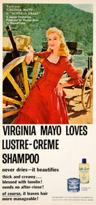 1957 Ad Lustre-Creme Shampoo Hair Care Virginia Mayo Actress Western Movie YSS2