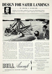 1945 Ad Bell Aircraft Shimmy Damper WWII Aviation Airplane Tricycle Landing YSW3