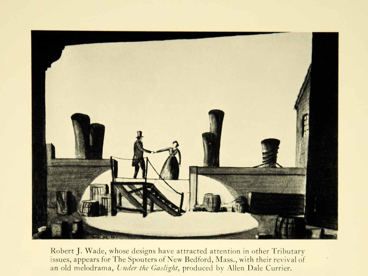 1939 Print Under the Gaslight Set Design New Bedford Spouters Theatre ...