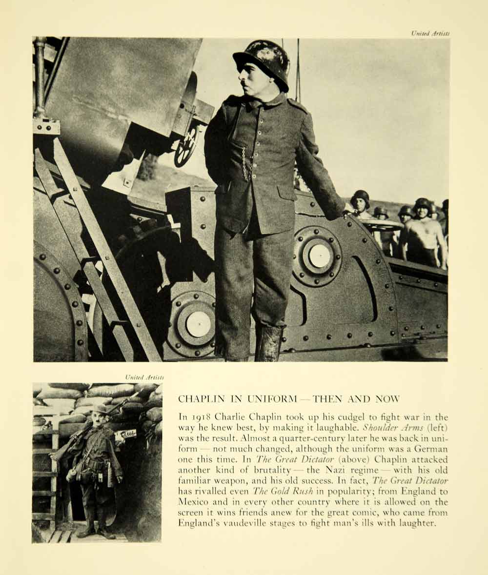 1941 Print Charlie Chaplin Shoulder Arms Great Dictator Movie Silent Film YTA2