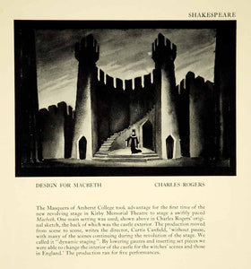 1942 Print Charles Rogers Castle Set Design Macbeth Kirby Memorial Theatre YTA2