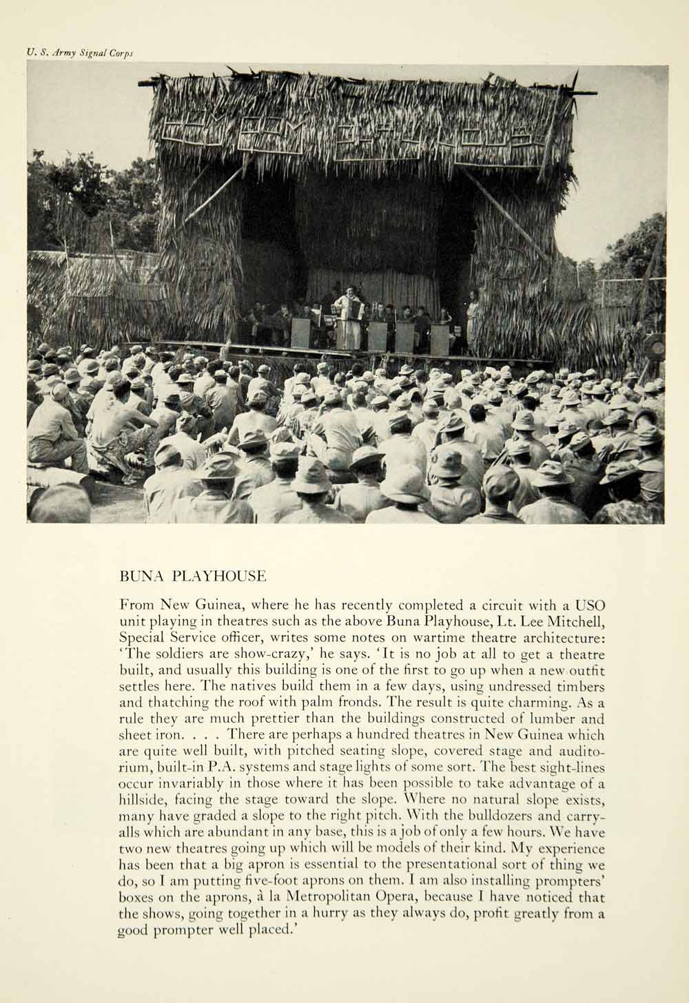 1944 Print Buna Playhouse Papua New Guinea World War II Pacific Theater YTA2