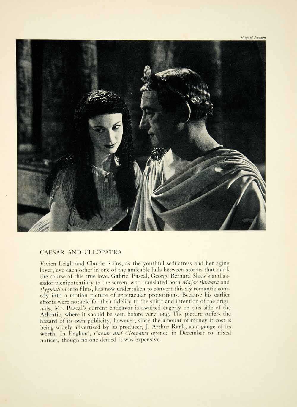 1946 Print Vivien Leigh Claude Rains Caesar Cleopatra 1945 Movie Film Actor YTA3