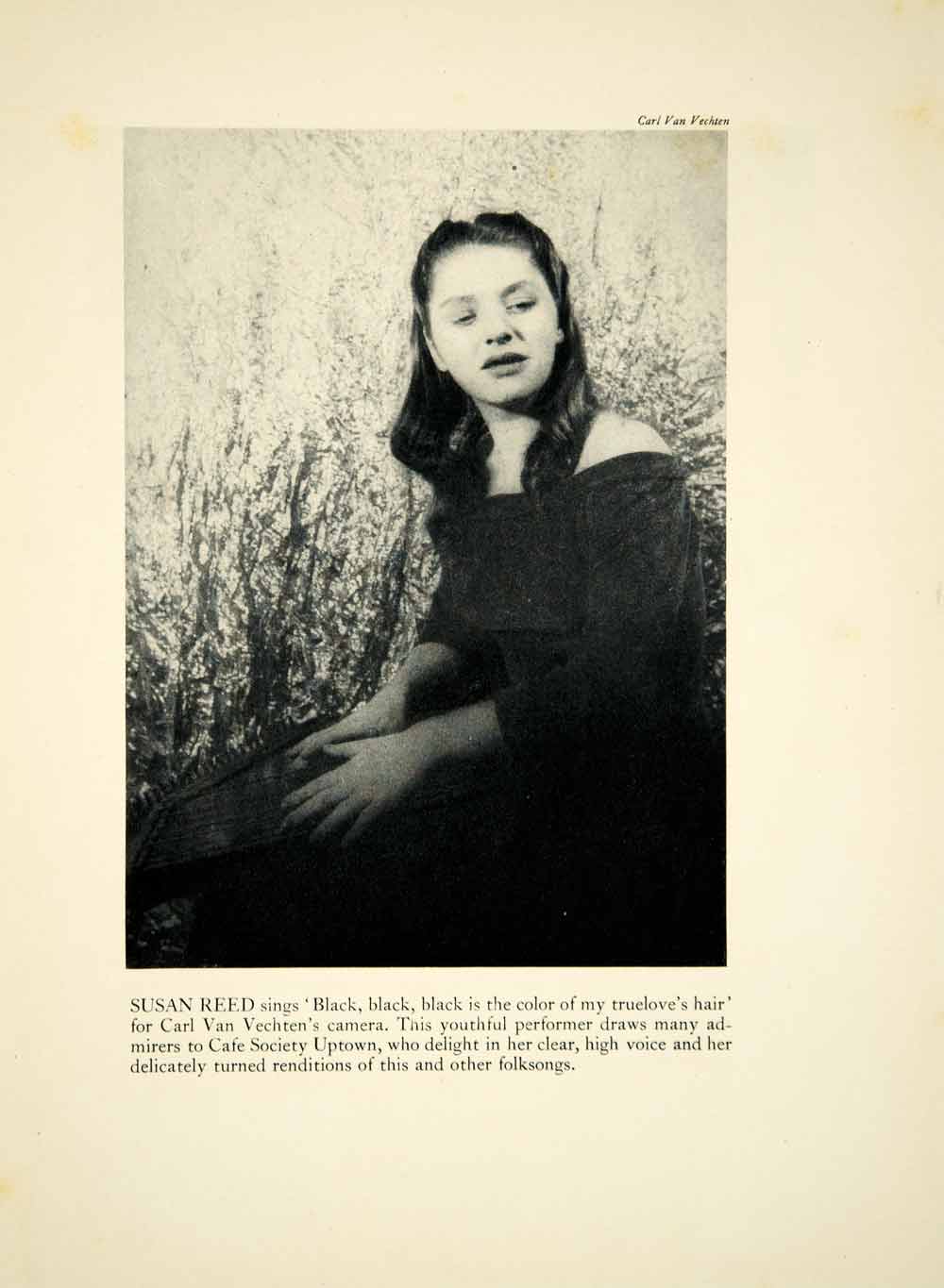 1946 Print Susan Reed Singer Zither Musical Instrument Portrait Folk Song YTA3