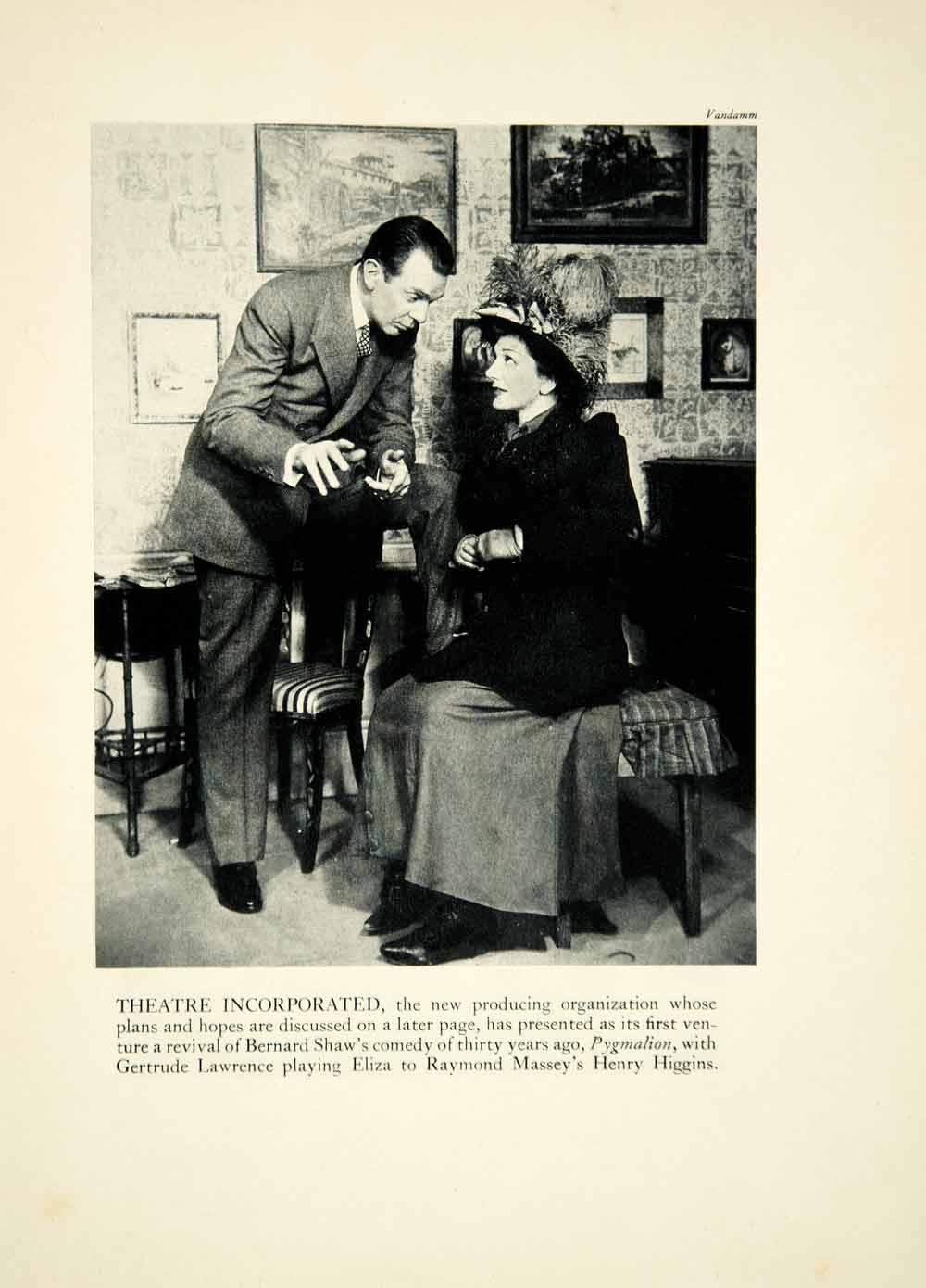 1946 Print Gertrude Lawrence Raymond Massey Pygmalion Theater Stage Actor YTA3