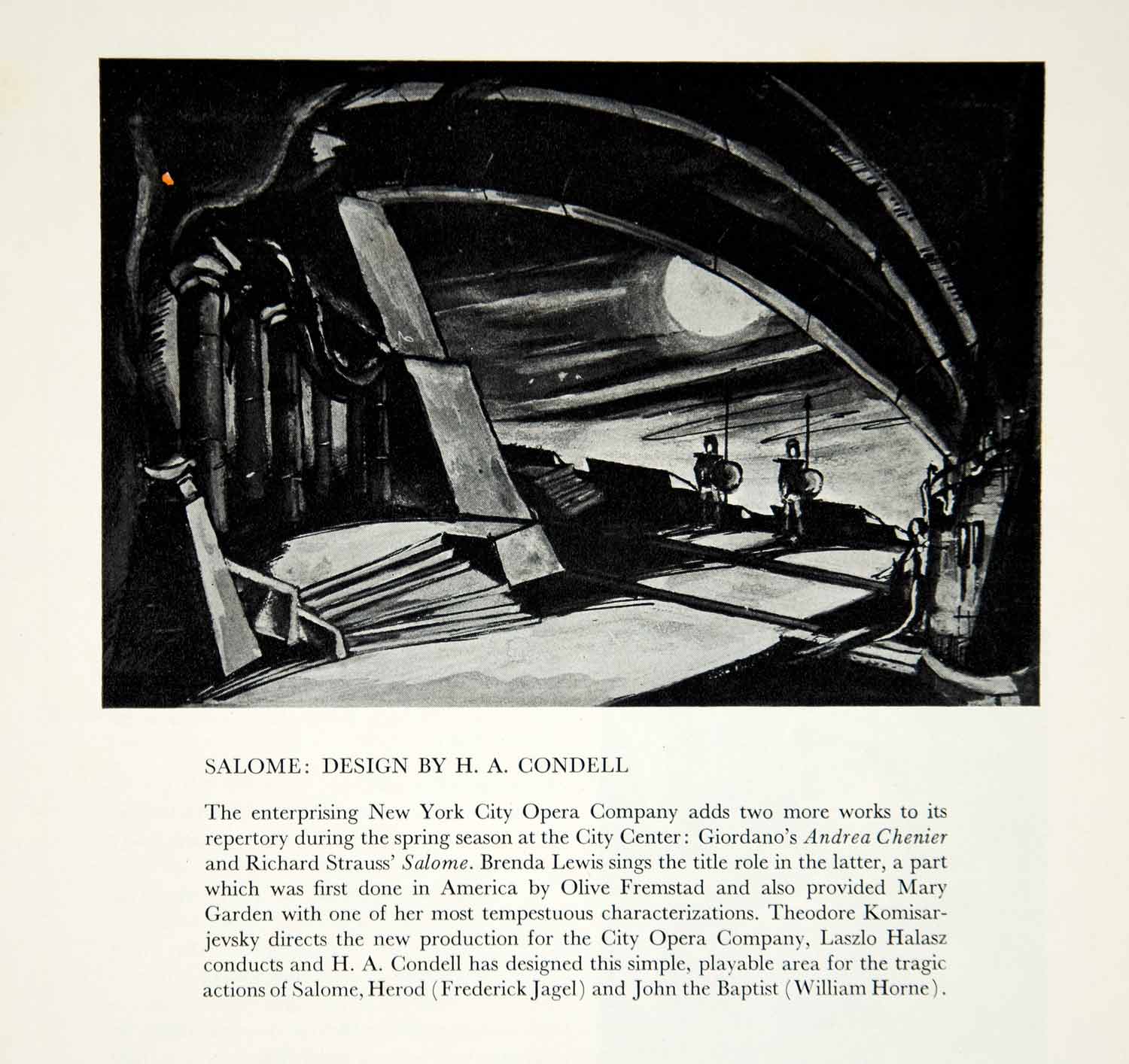 1947 Print H.A. Condell Set Design Art Salome Richard Strauss Opera Theater YTA3