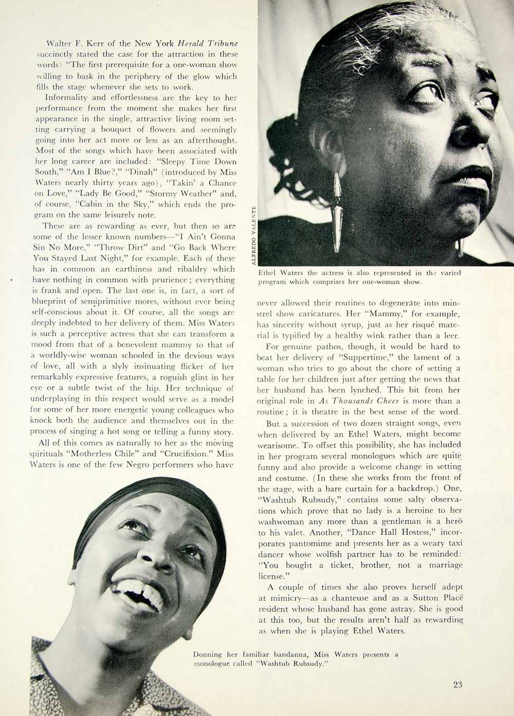 1953 Article At Home with Ethel Waters Review One-Woman Show Theatre NYC YTA4