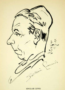 1933 Print Sinclair Lewis Caricature Portrait Author Writer Georges YTB1