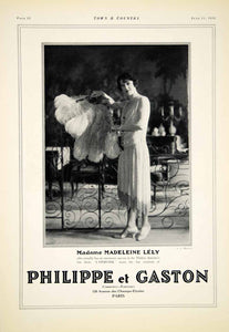 1928 Ad Roaring Twenties Fashion Philippe et Gaston Madame Madeline Lely YTC1