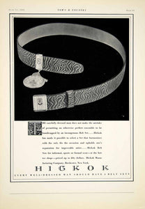 1928 Ad Hickok Belt Sets Leather Fashion Accessories Zebra Grain Time Piece YTC1