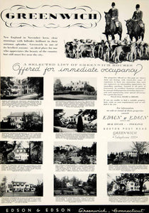 1934 Ad Greenwich Connecticut Edson Real Estate Colonial Homes Sale Horse YTC2