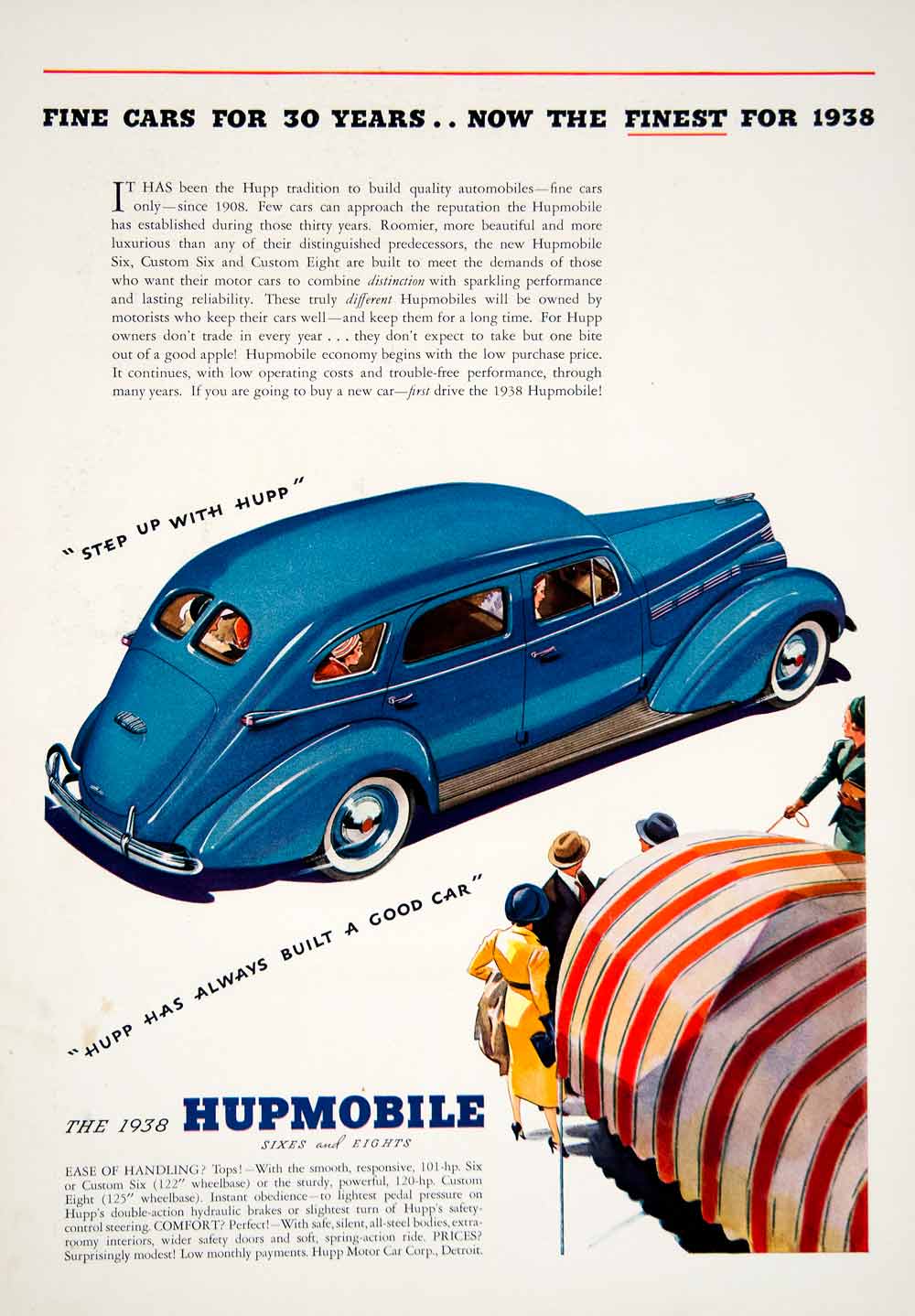 1937 Ad 1938 Hupmobile Six Eight Car Automobile Transportation Detroit MI YTC2