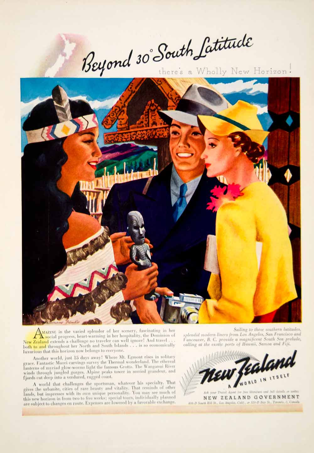 1938 Ad New Zealand Maori Native Costume Travel Tourism Melbourne Brindle YTC2