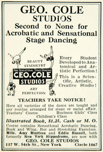 1926 Ad Geo Cole Studios Sensational Stage Dancing New York Dance YTD1
