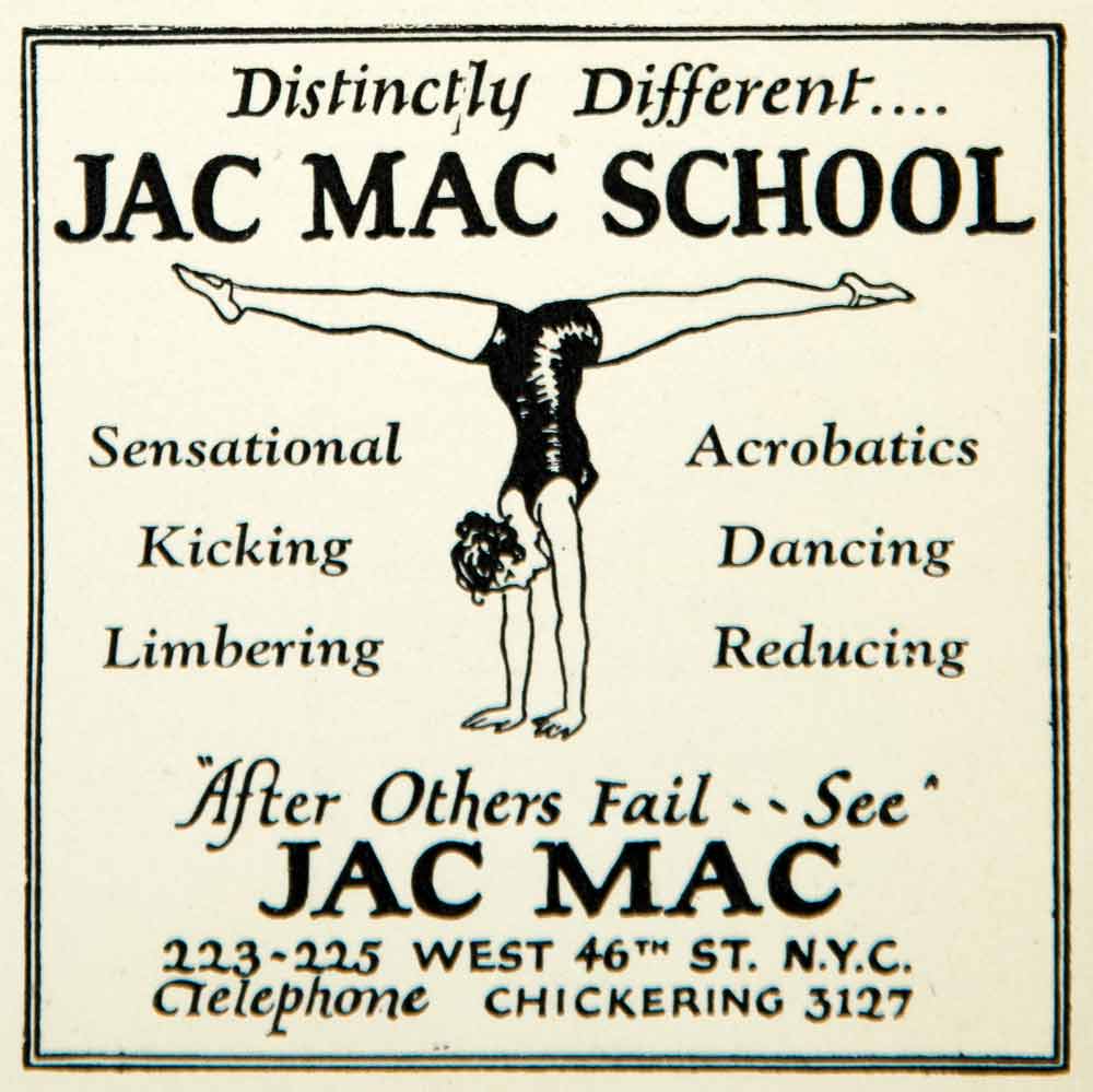 1926 Ad Jac Mac Acrobatics Dance Gymnastic School Dancing Class Course YTD1
