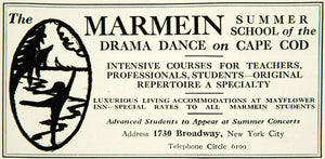 1926 Ad Marmein Summer School Drama Dance Cape Cod Teach Class Course YTD1