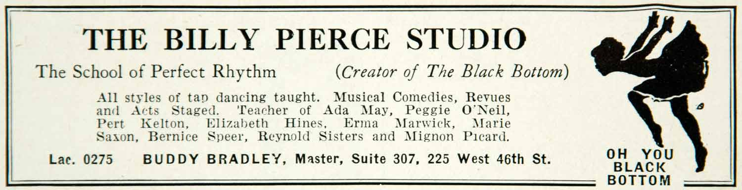 1927 Ad Billy Pierce Studio School Perfect Rhythm New York Performer Tap YTD1