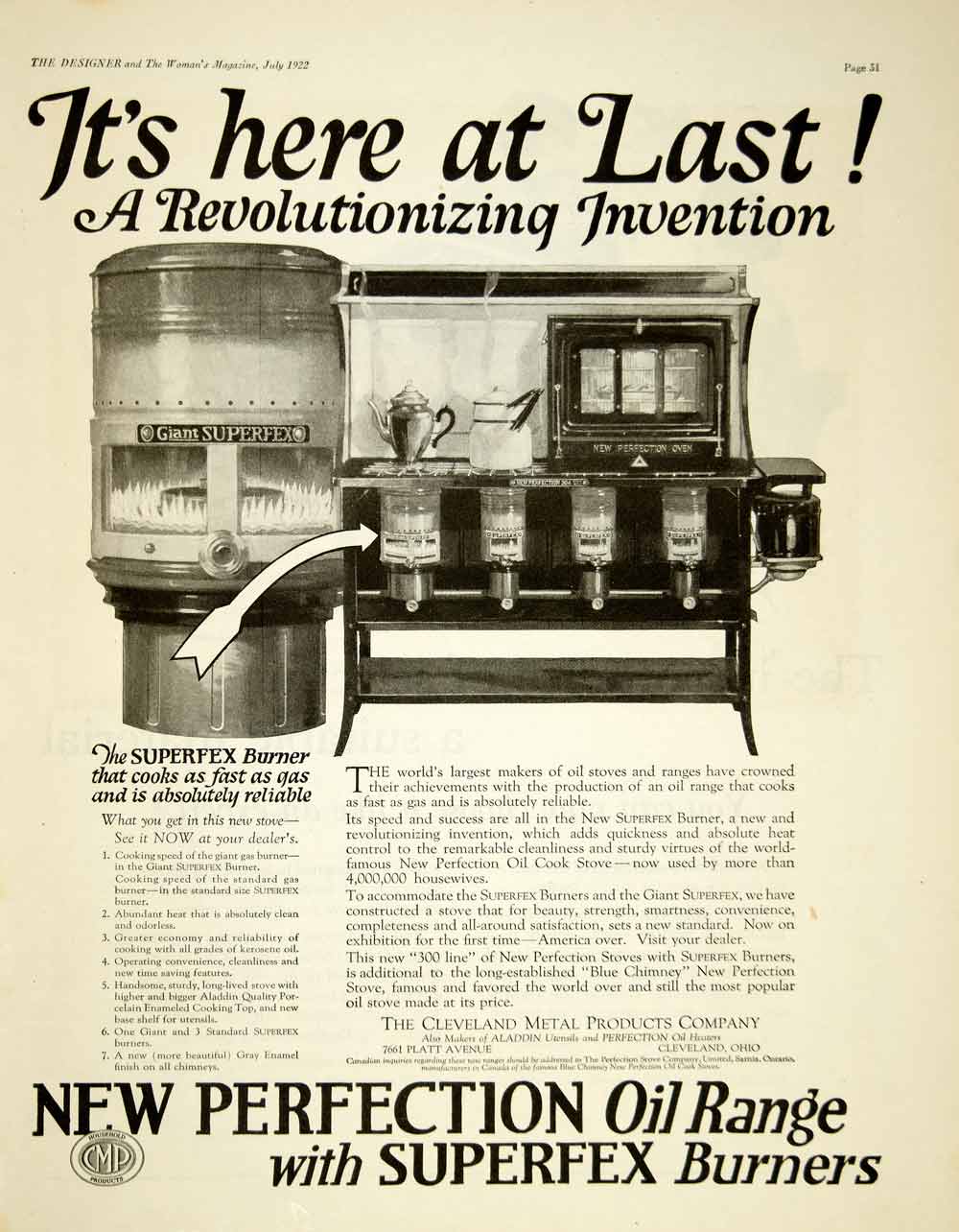 1922 Ad Superfex Burners Oil Range Cooking Appliance Stovetop Cleveland YTD2
