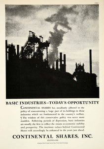 1931 Ad Continental Shares Cleveland OH Factory Industrial Great Depression YTF1