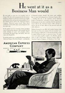 1931 Ad American Express Ben Kimberly Prins Art Deco Travelers Cheques YTF1