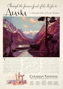 1931 Ad Canadian National Railway Alaska Cruise Ship Travel Tourism Art YTF1