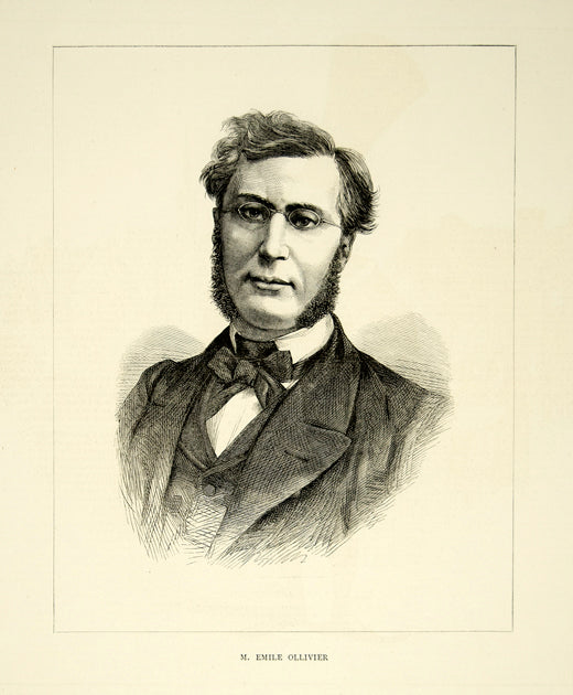 1870 Wood Engraving Art Monsieur Emile Ollivier Portrait Prime Minister YTG1