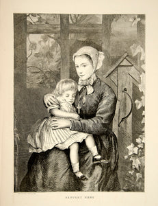1870 Wood Engraving A Ackland Hunt Brought Home Art Portrait Catholic Nun YTG1