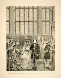 1870 Wood Engraving Marriage Earl Countess Derby St James Palace Royal YTG1