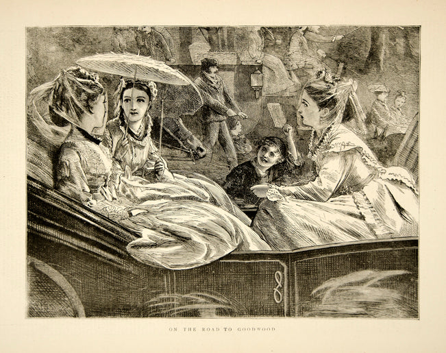 アート・デザイン・音楽 American Wood Engraving Victorian Histor 1870 Wood Engraving FW Lawson Art Goodwood England Victorian