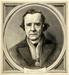 1870 Wood Engraving Portrait Reverend Samuel Wilberforce Bishop of YTG1