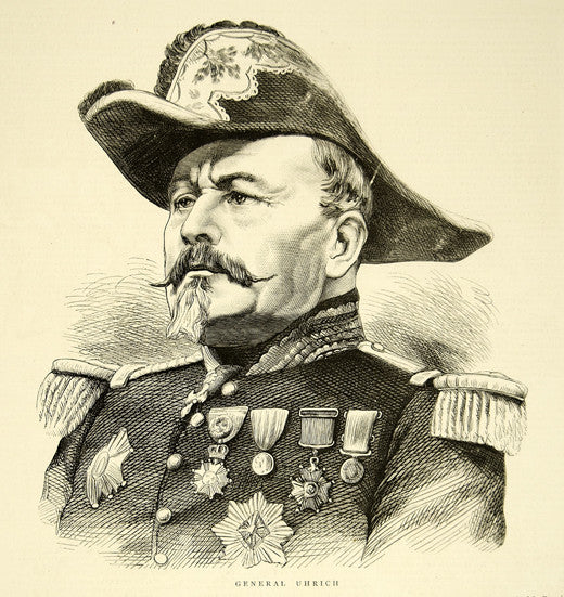 1870 Wood Engraving Portrait General Jean-Jacques Uhrich French Army YTG1
